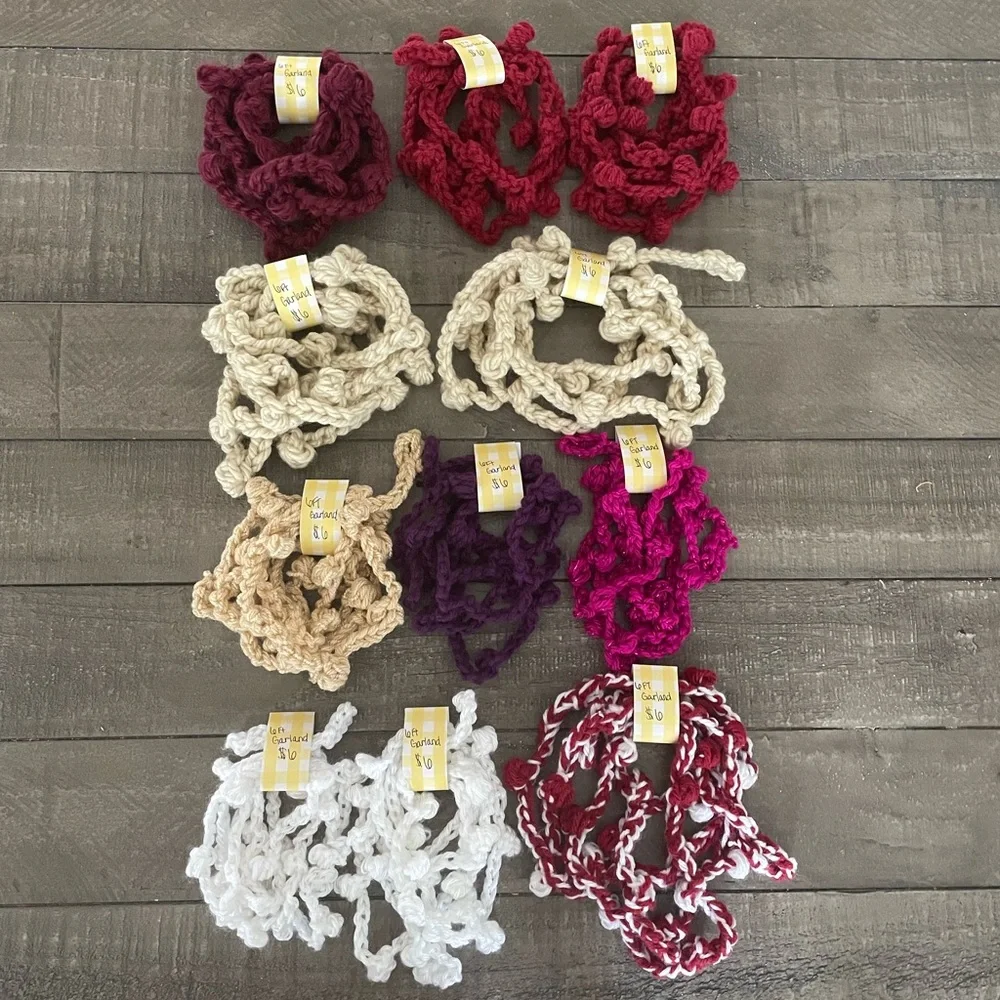 Handmade crochet bobble garland